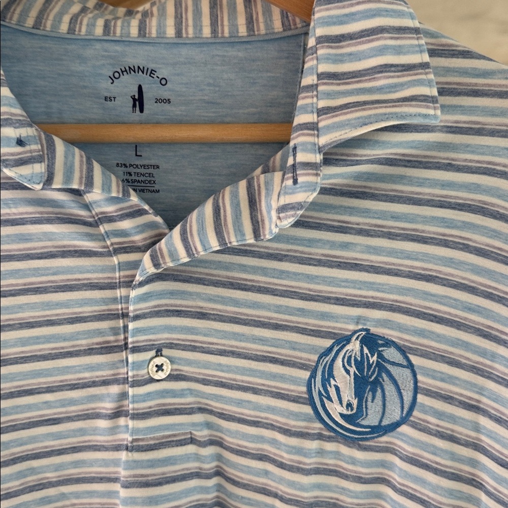 johnnie-O Light Blue and White Striped Men's Shirt